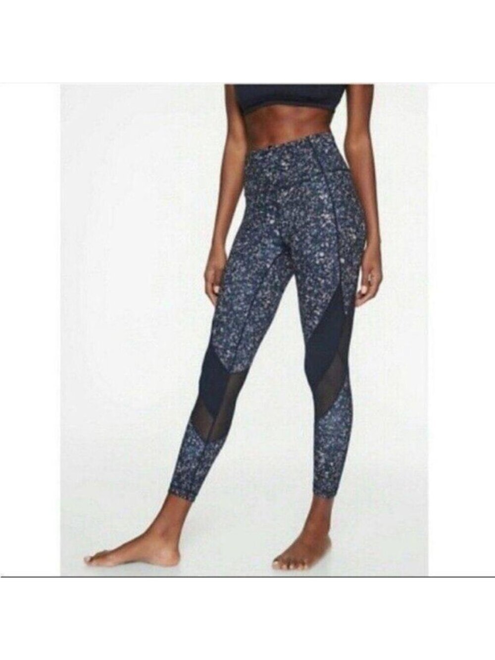Athleta Sandstone Salutation Tight Mesh Cut Out Athletic Workout Leggings Size S